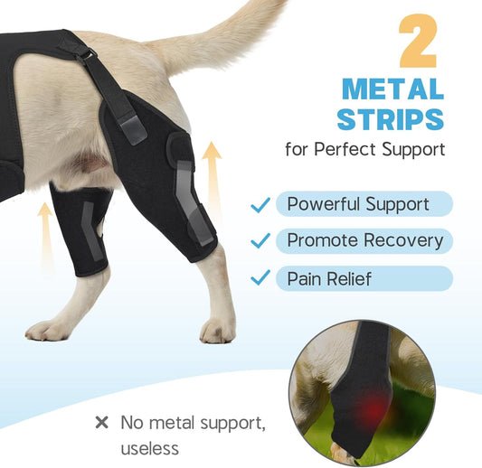Dog Knee Braces for Back Leg, Adjustable Leg Brace with 2 Stabilizers, Hip Support to Reduces Pain, Ligament Injuries, ACL CCL & Luxating Patella for Small Medium Large Dogs, XL-L
