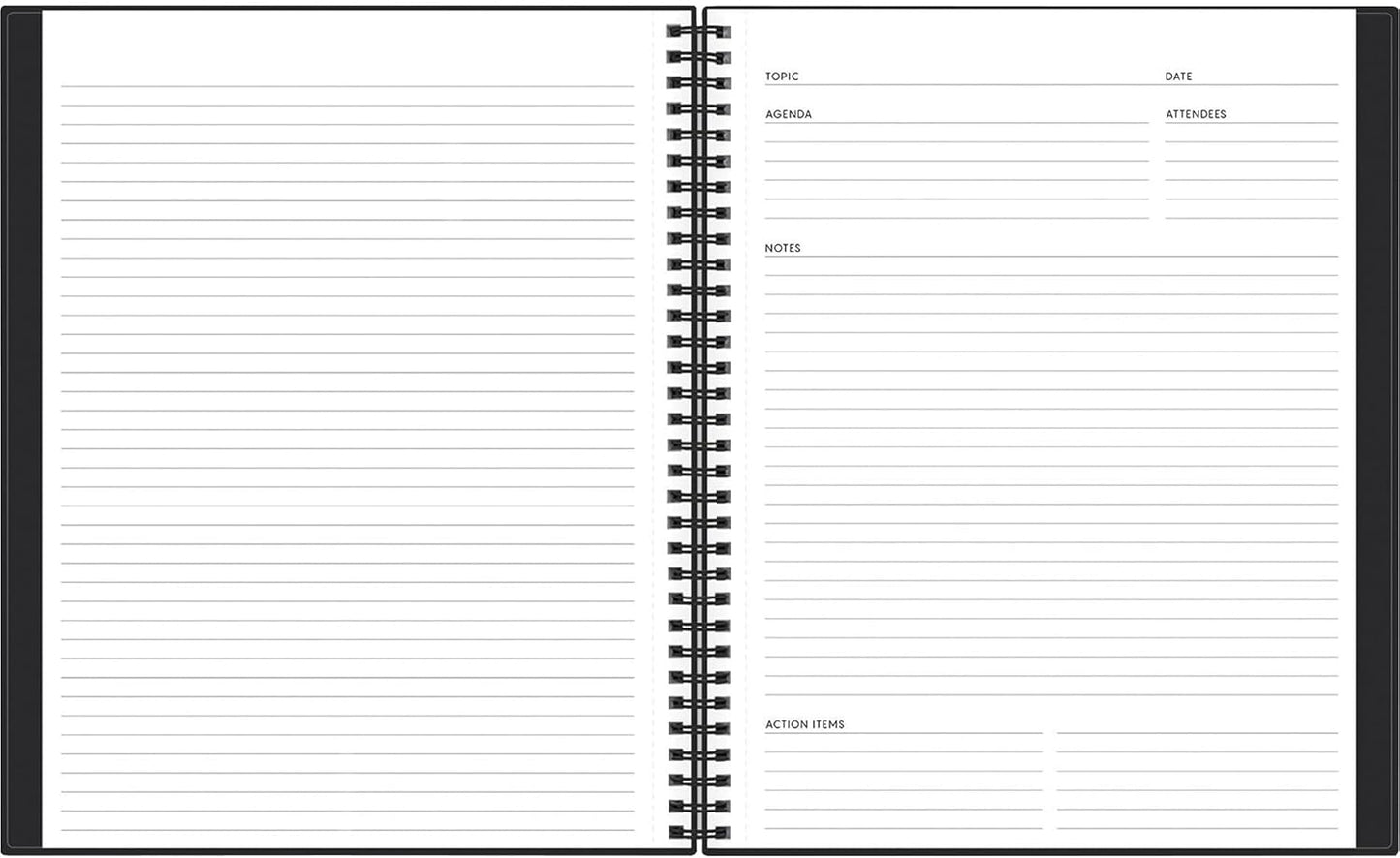 Blue Sky Aligned Notes Professional Business Notebook, Flexible Cover, Twin-Wire Binding, Perforated Pages, 8.5" x 11", Black