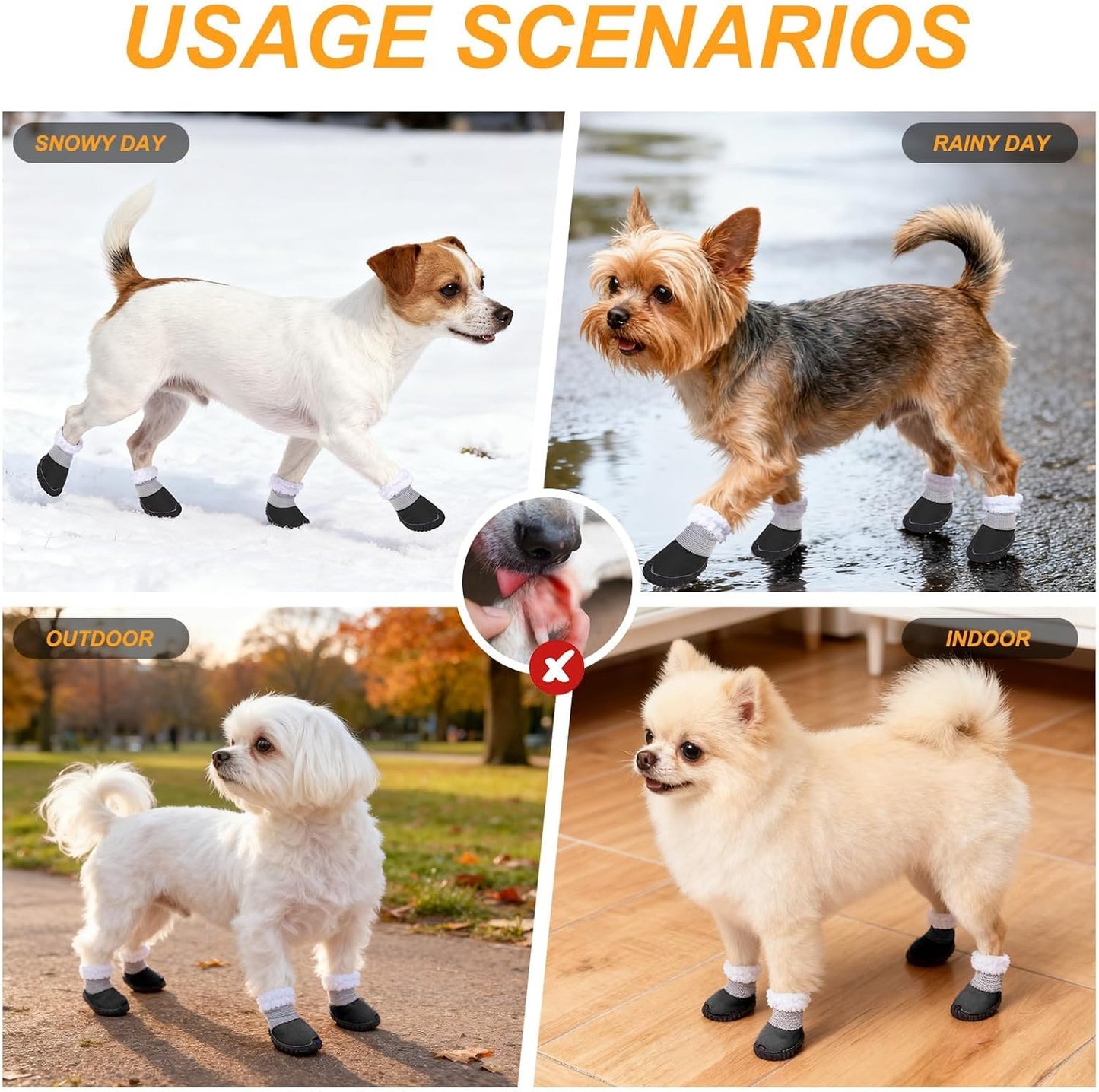 BEAUTYZOO Dog Winter Boots, Waterproof Dogs Snow Shoes with Anti-Slip Sole & Warm Fleece Lining-Indoor Outdoor Paw Protectors for Small Dogs, Puppy Booties to Prevent Licking on Hardwood Floors,Size 1