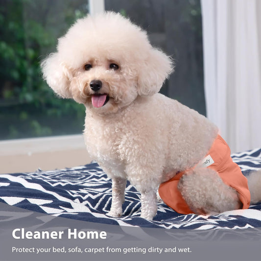 Reusable Female Dog Diapers for Medium Dogs,(4 Pack) Easy Absorbent Medium Doggie Diapers for Peeing,in Heat,Dog Period Panties,M
