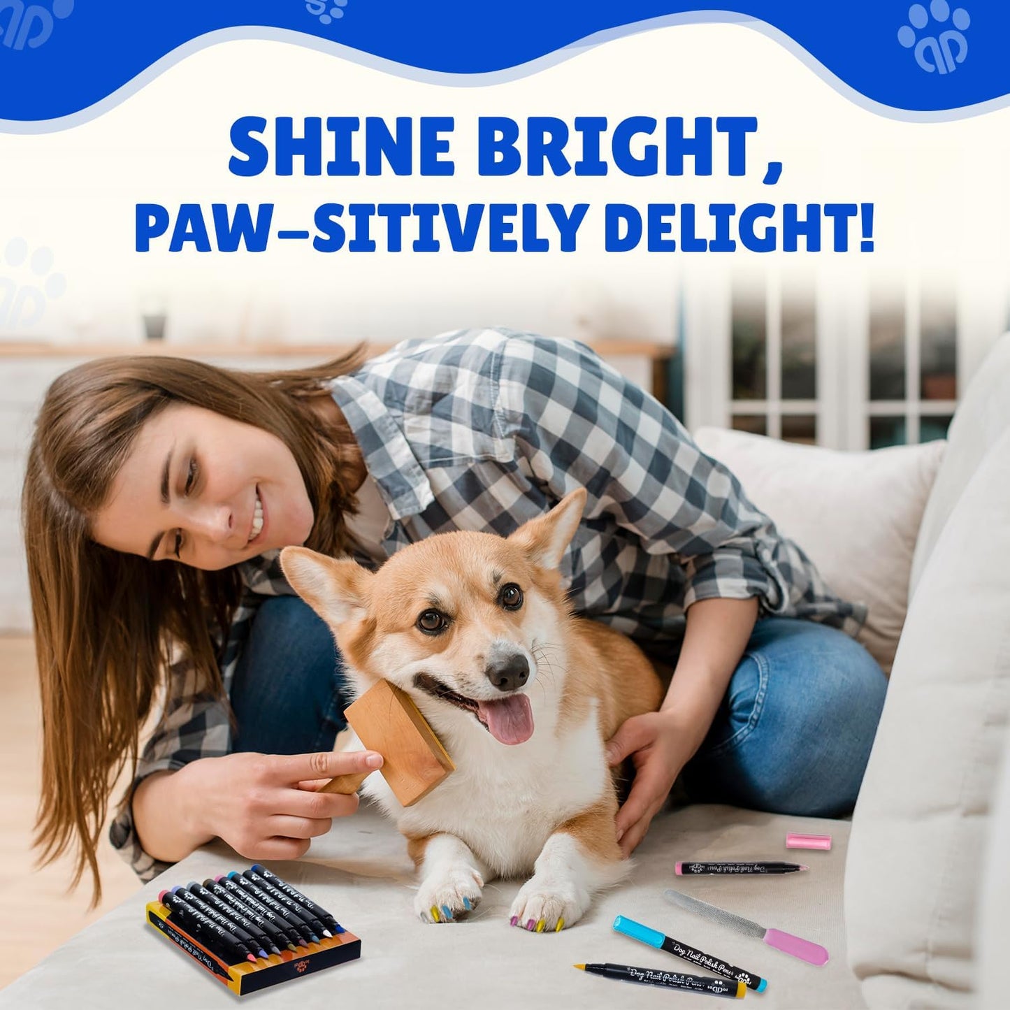 18 Metallic & Matte Colors Dog Nail Polish Pens Quick Dry with Dog Nail File, Non Toxic Glitter Dog Safe Nail Polish, Easy to Apply Pet Safe Accessories for Small and Large Puppies