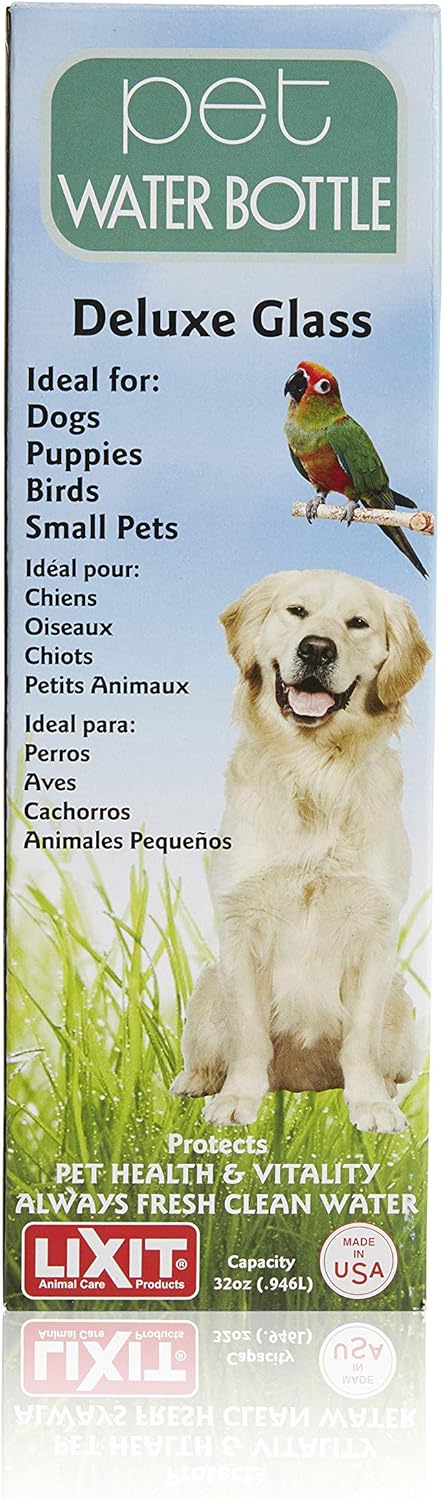 Lixit Heavy Duty Deluxe Glass Water Bottles for Birds, Dogs and Small Animals. (32oz Large Tube)