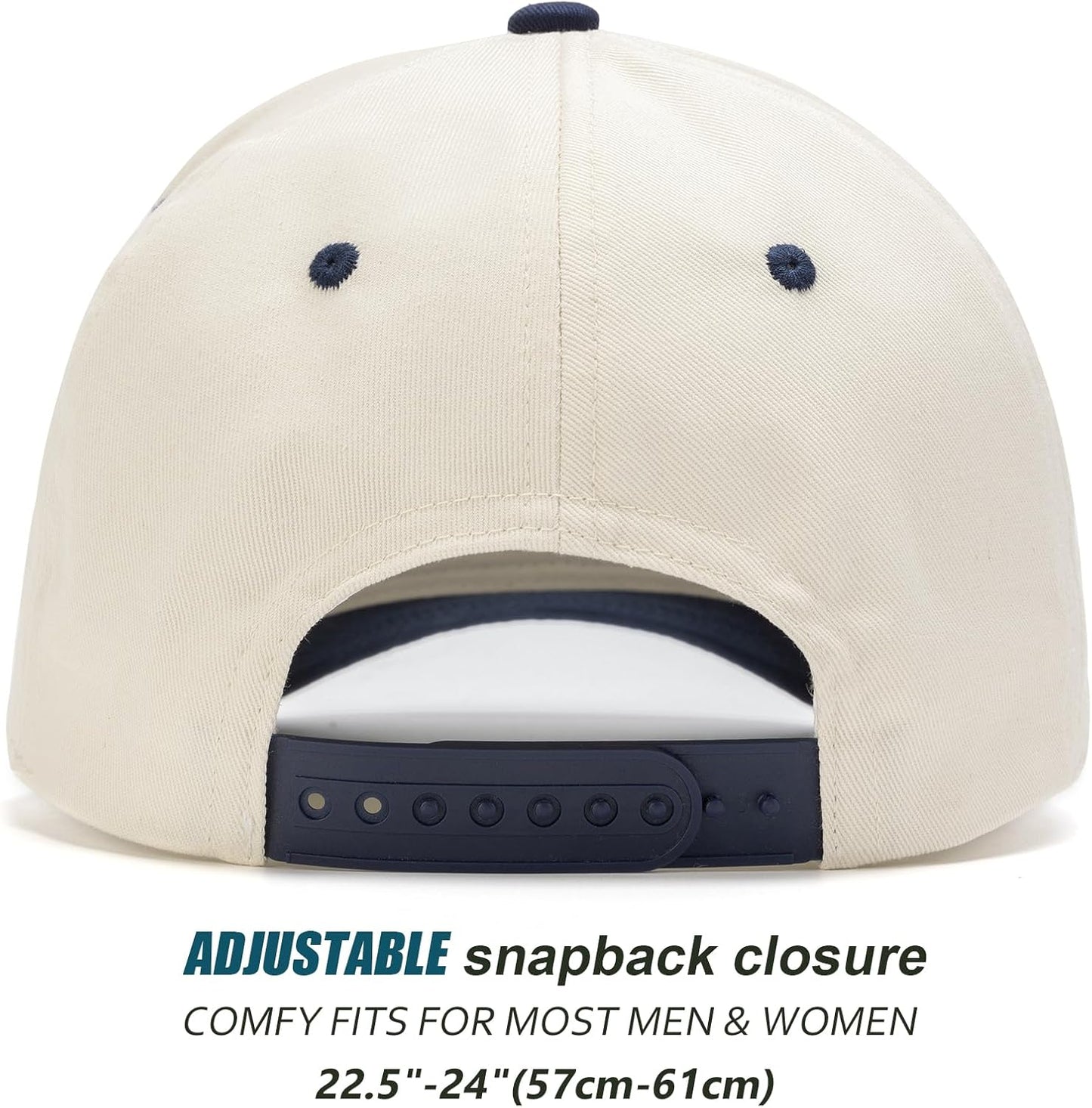 Vintage Trendy Trucker Hat, Structured 5-Panel Snapback Hat, Adjustable Cotton Solid or 2-Tone Baseball Cap Men Women
