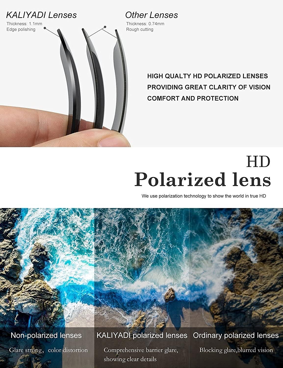 KALIYADI Sunglasses Men Polarized Sunglasses for Men Women Unisex Semi-Rimless Frame Retro Driving Sun Glasses UV Blocking