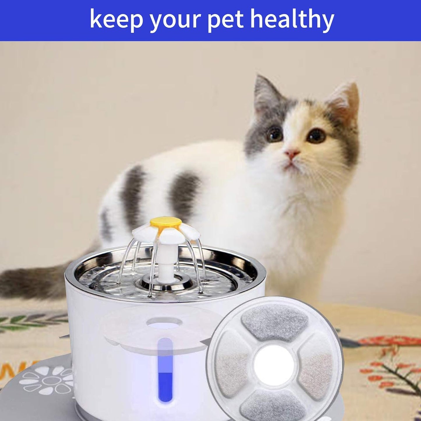 Replacement Filters for Pet Water Fountain - Activated carbon Filters for Cats and Dogs Automatic Water Dispenser (8 Pack)
