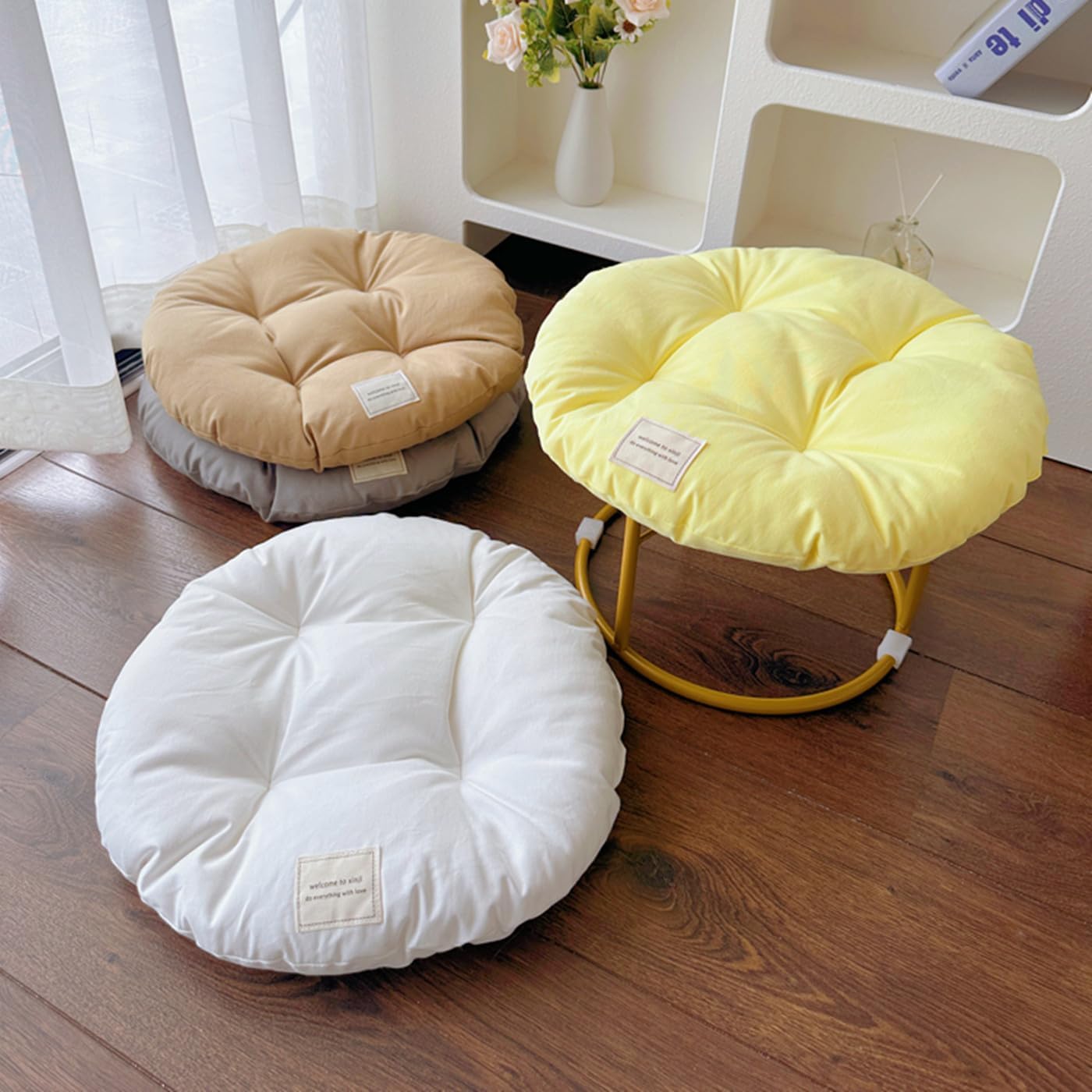 SHENGOCASE 2-Pack 16" Round Soft Cat Kneading Pillow Cushion Bed for Cat Dog House Perch, Cushion Pad Padding (Khaki)