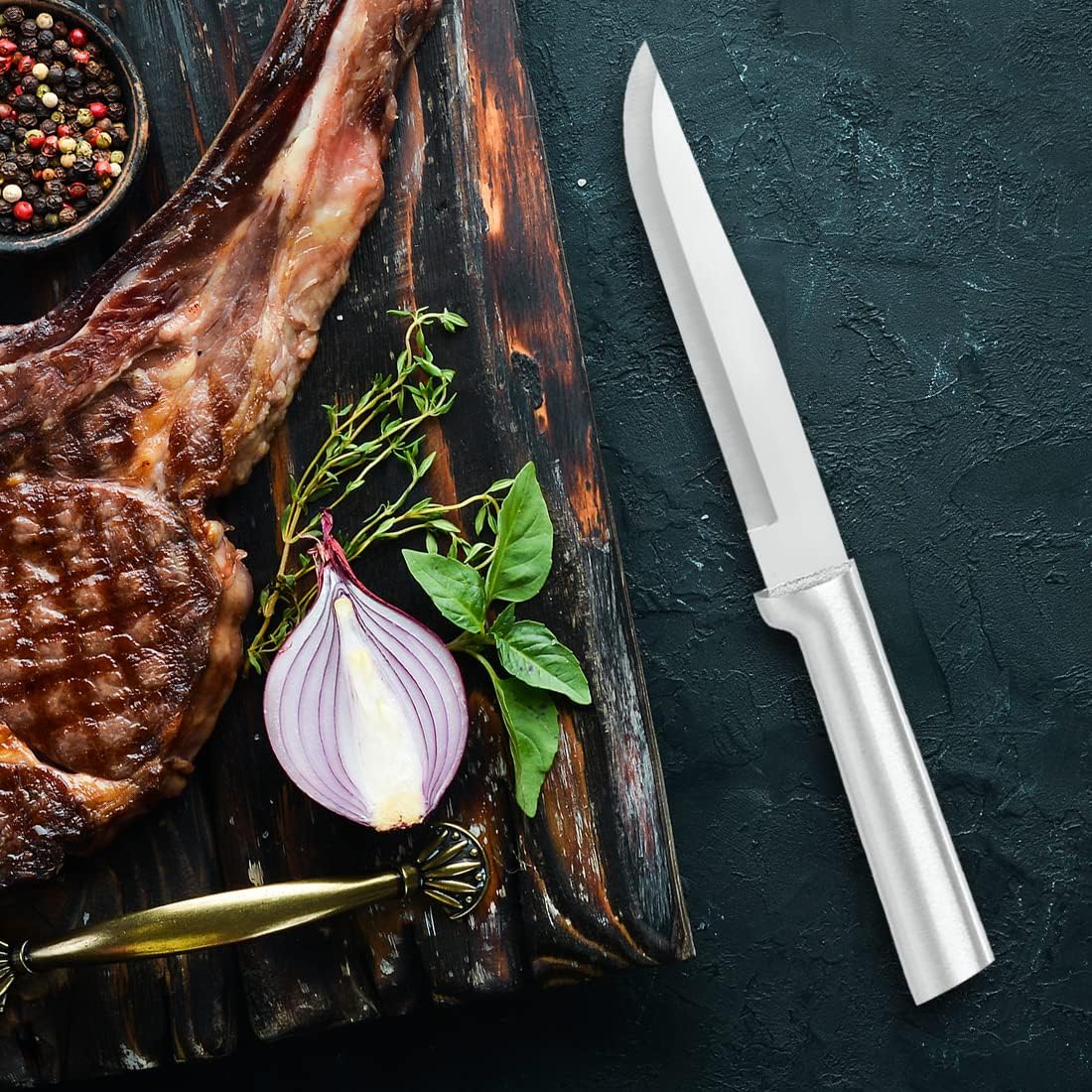 Rada Cutlery Stubby Butcher Knife (R106), 5.38" Stainless Steel Blade, Silver Handle