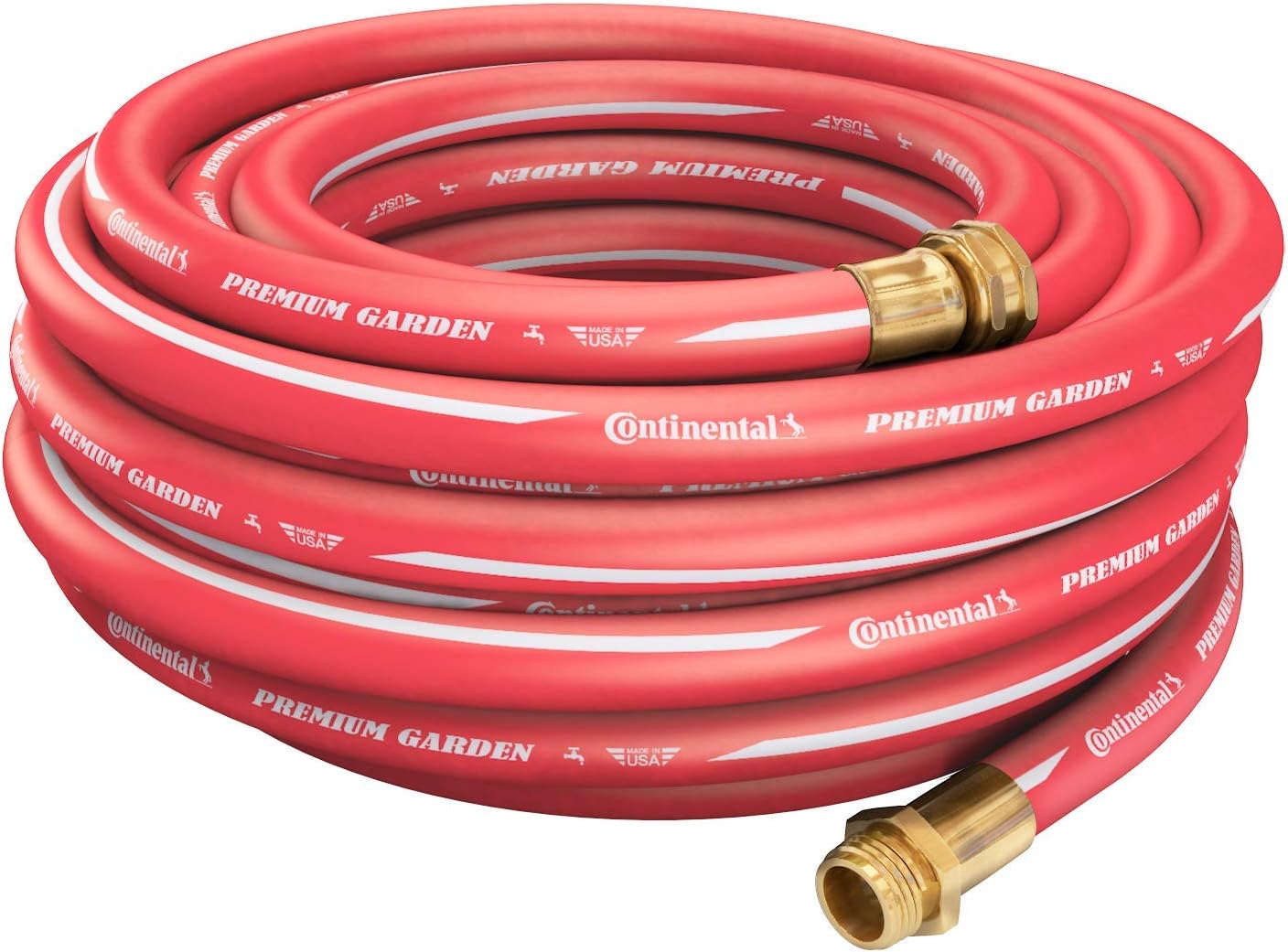 Continental Premium Garden Red Heavy Duty Hot Water Garden Hose, 5/8in Inside Diameter x 50ft Length, Male x Female Garden Hose Thread