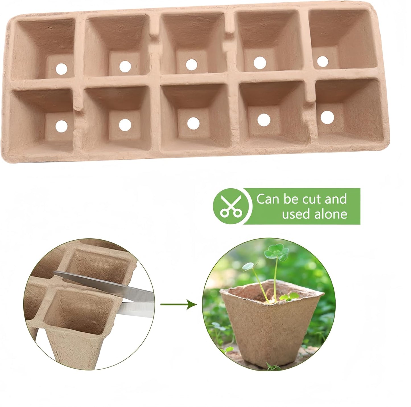 240 Cells Seed Starter Tray 24 Packs Biodegradable Peat Pots Germination Trays Organic Seed Starting Trays kit with 24 Labels 2 Transplant Tools