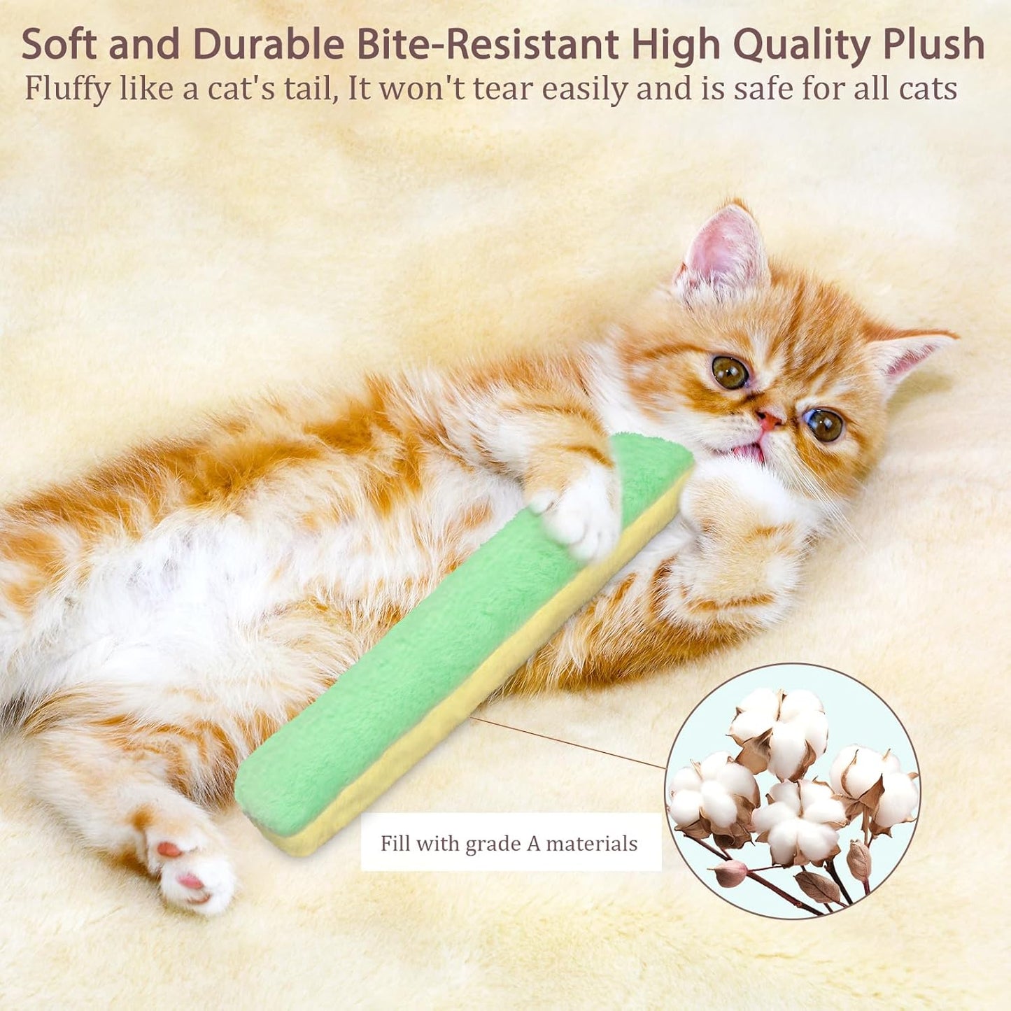 Retro Shaw Cat Toys Pillows 3Pcs, Refillable Catnip Toys with Crinkle Inside, Interactive Indoor Kitty Kicker Stick for Kitten Exercise Boredom Relief 8 Inches