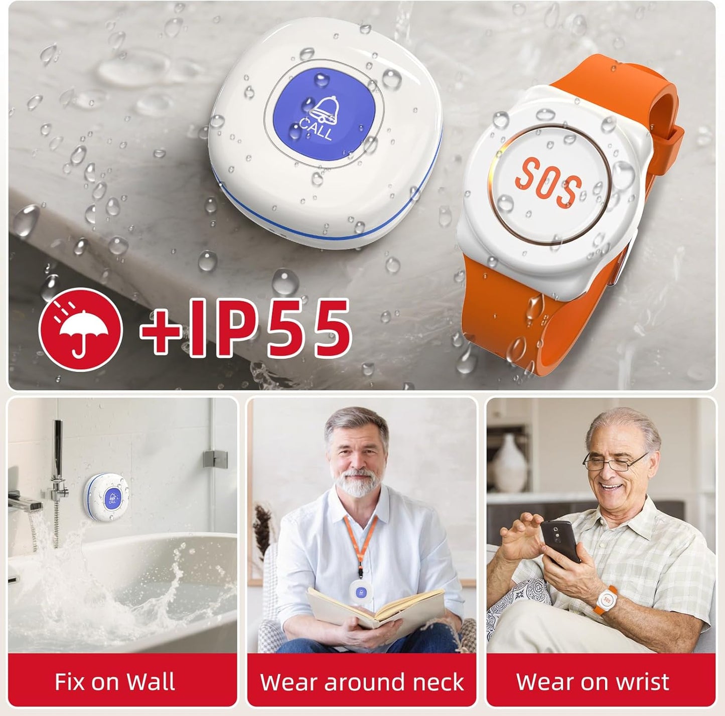 CallToU Wi-Fi Wireless Caregiver Pager Call Button for Elderly at Home , APP Emergency Alert for Seniors, Patients, and The Disabled