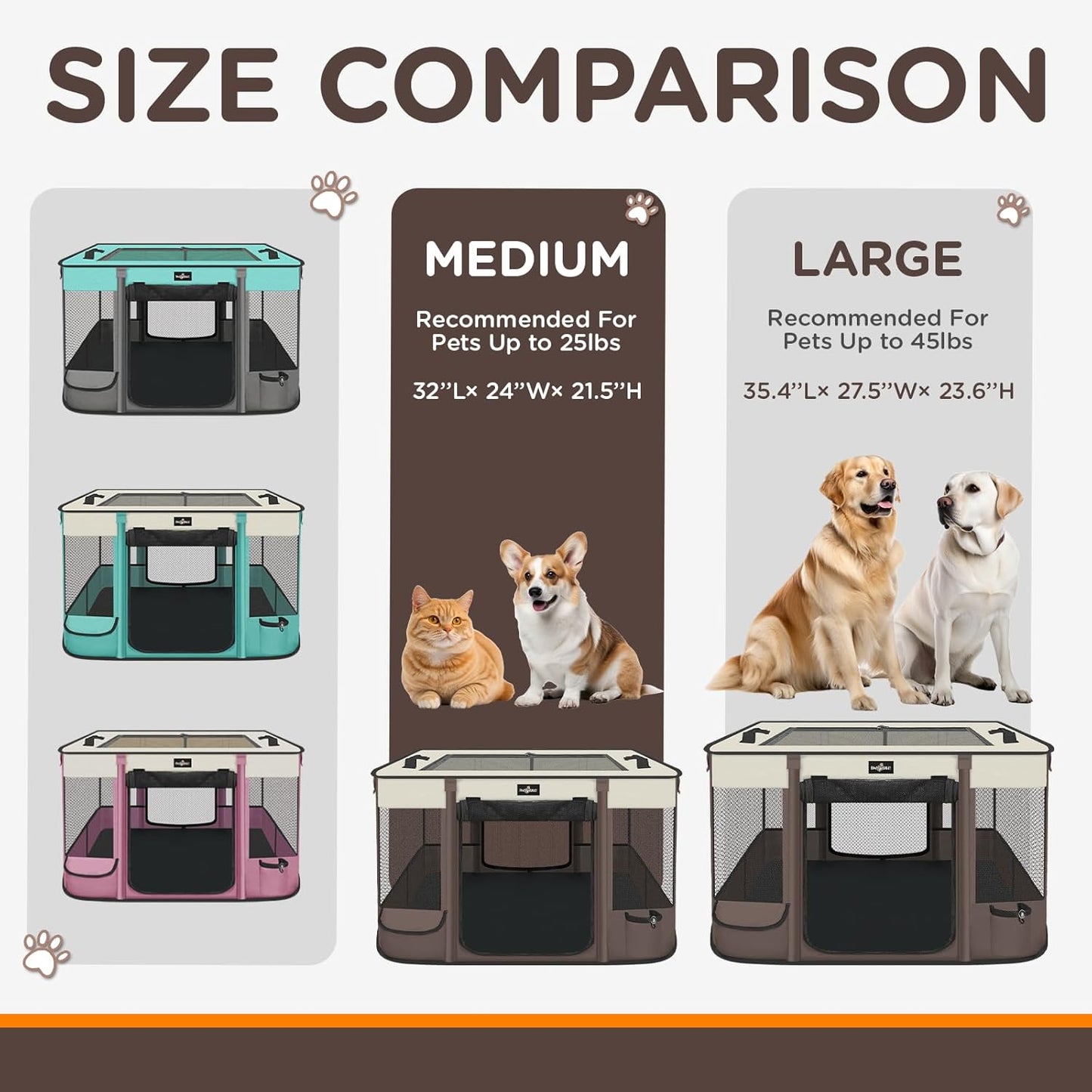 Foldable Pet Kitten Playpen, Upgrade Waterproof Portable Cat Dog Playpen Kennel Tent for Small Dog Cat, Retractable Shade Cover, Indoor Outdoor Use for Small Pet.