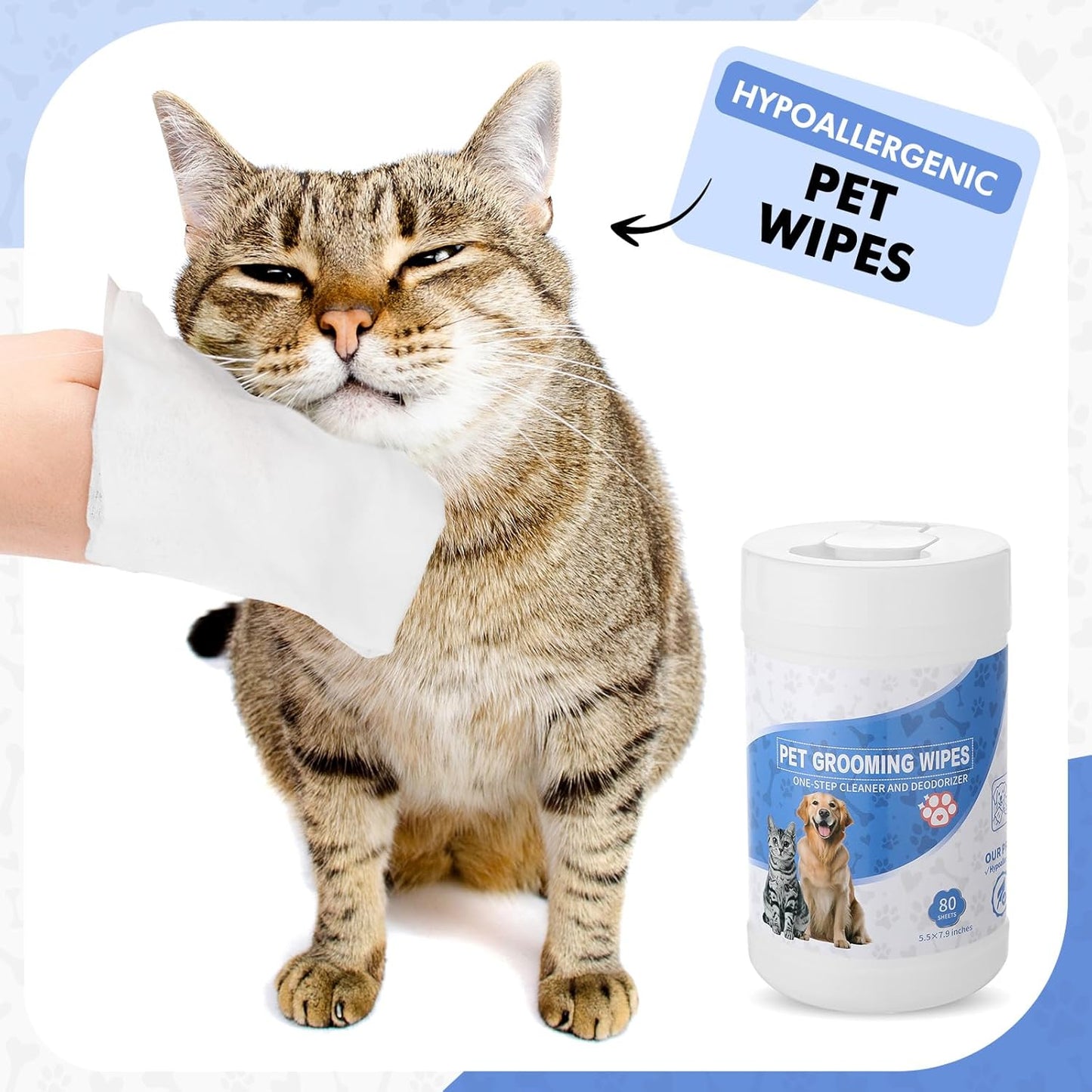 3 Pack 240 Count Pet Grooming Wipes for Dogs and Cats Pet Wipes Jar Bottle Deodorizing Cleansing and Unscented Large Non Woven for Paws Faces Skin Folds Bums