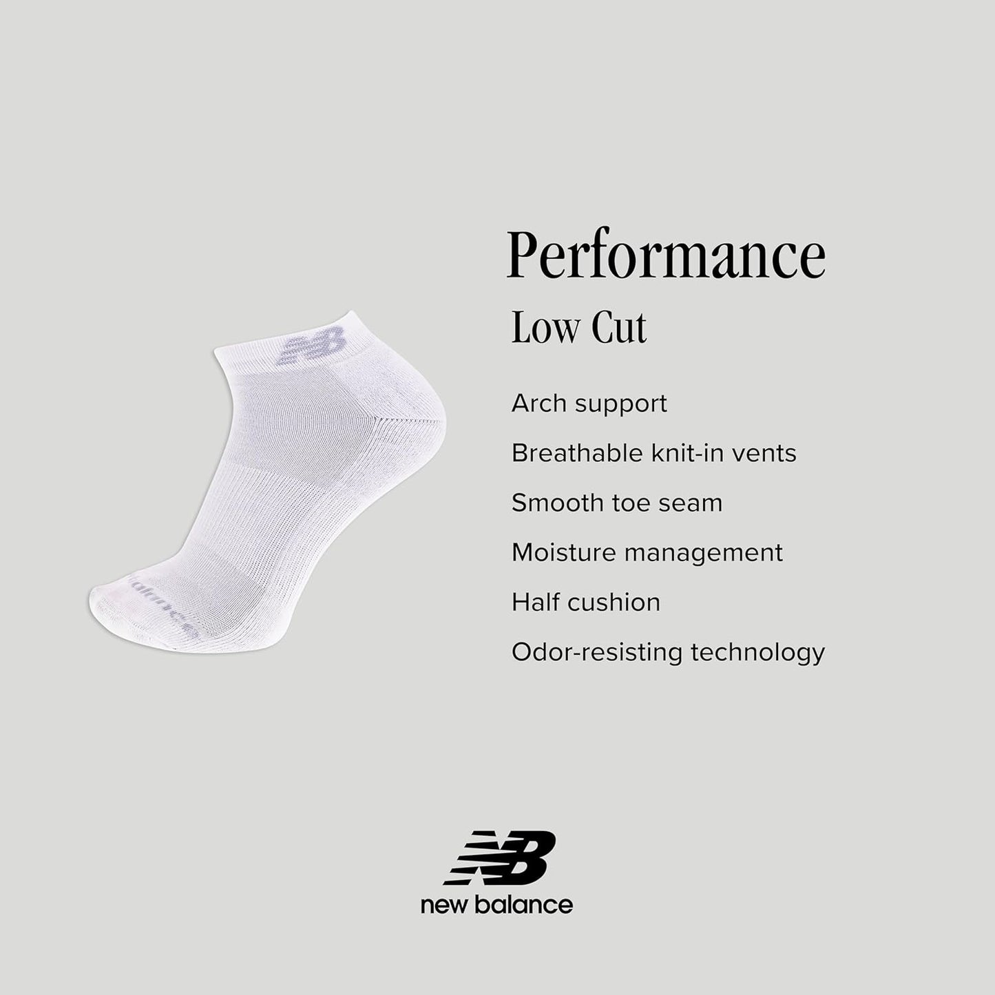 New Balance Unisex Adult Performance Cushioned Low Cut Socks - 6 & 12 Pairs - Moisture Wicking