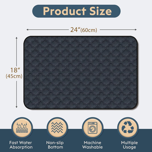 Washable Pee Pads for Dogs - 4 Pack Reusable Pee Pads,Waterproof Puppy Pads,Pet Training Pads,Super Absorbent with Dog Paw Shape Non-Slip Backing (Dark Grey, 18" X 24" - 4 Pack)