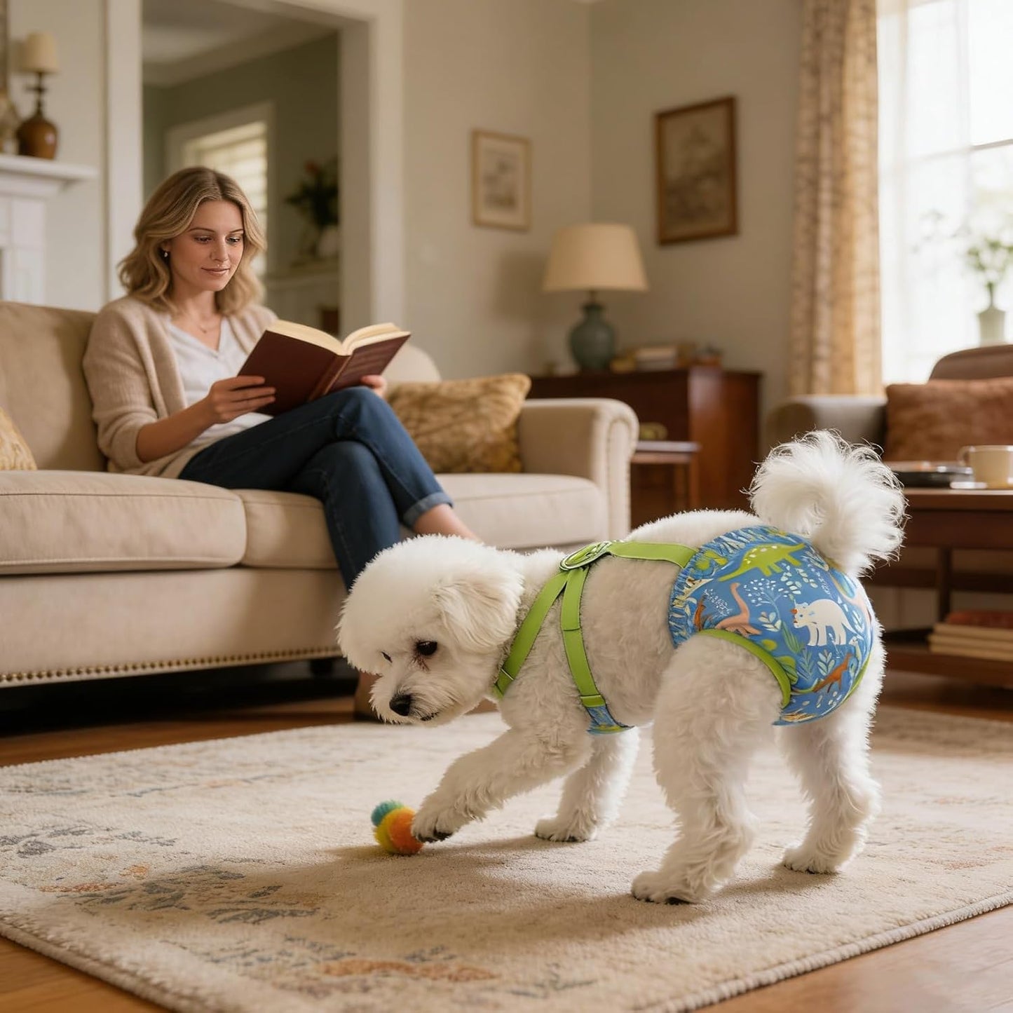 Diaper for Dogs - Washable Female Wraps with Suspender,Reusable Dog Panties | for Home Apartment Indoor Outdoor Travel Car Crate Kennel Yard Park Beach Camping