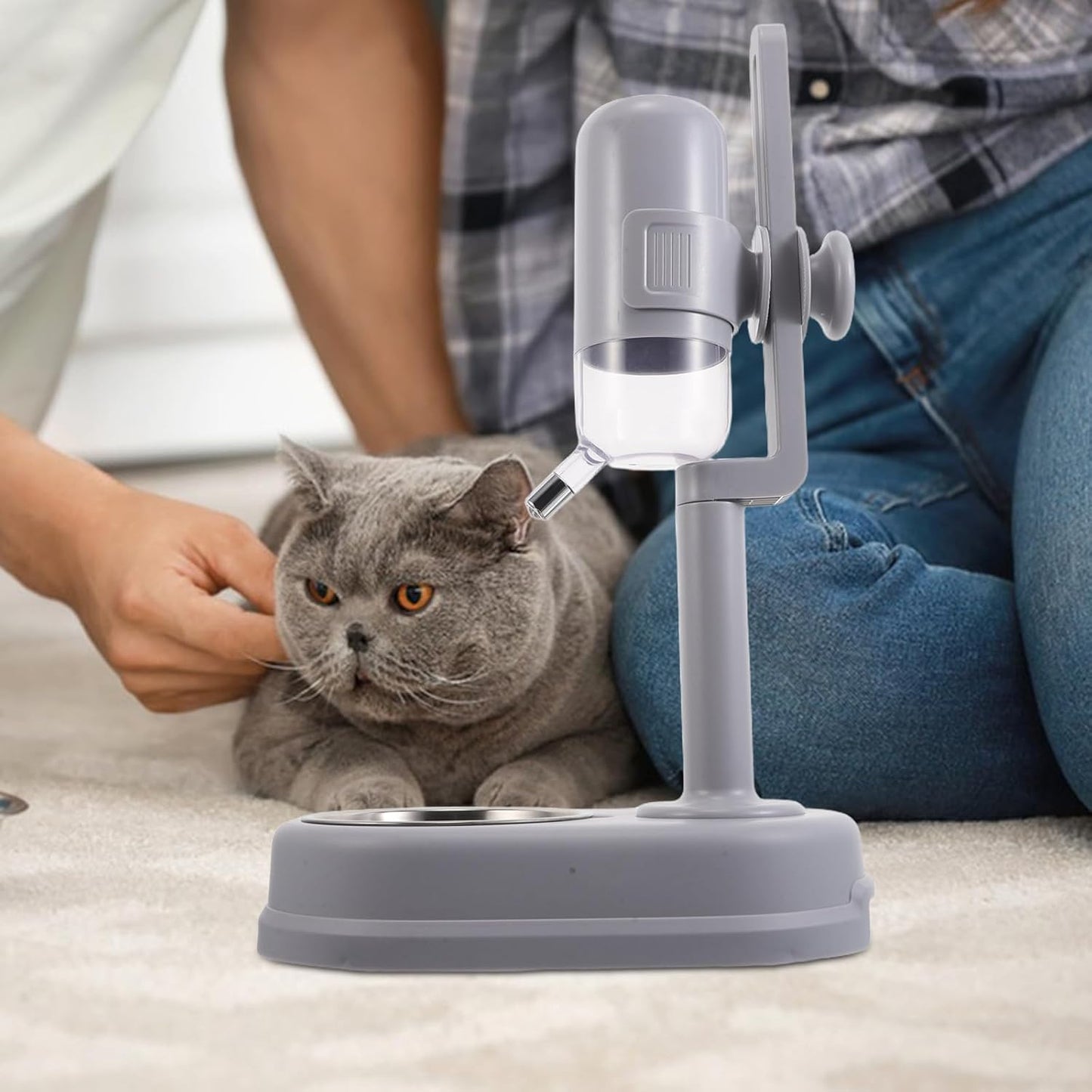 Double-Layer Dog Water and Food Bowl Stainless Steel Automatic Rolling Ball Waterer Space-Saving Pet Feeder for Small Puppies and Cats Cage Hanging Use