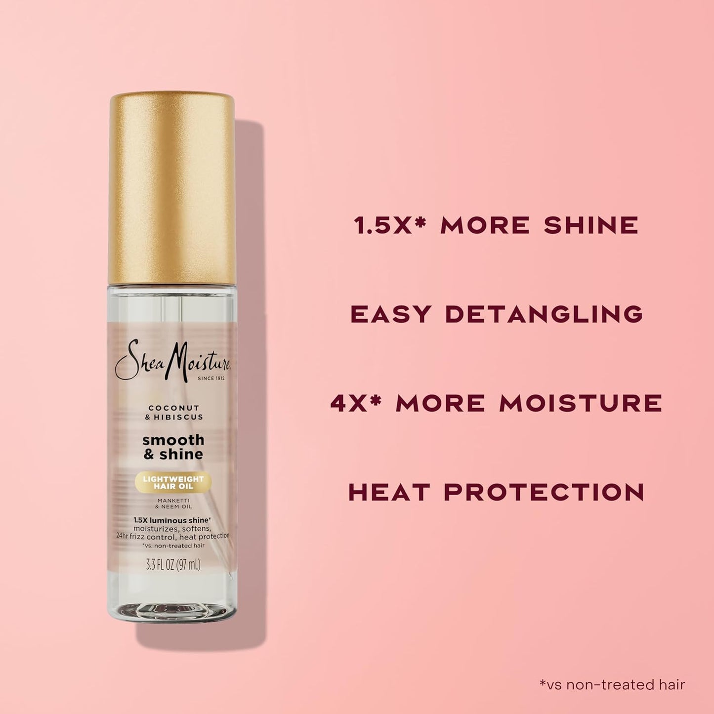 Shea Moisture Coconut & Hibiscus Smooth & Shine Oil Coconut & Hibiscus Softens And Hydrates Hair With Manketti And Coconut Oil For A Lightweight Texture 3.3 Fl Oz