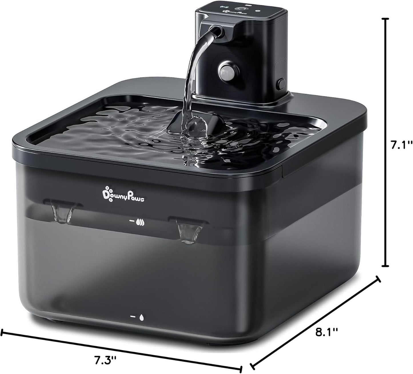DownyPaws Cat Water Fountain Cordless, 84oz/2.5L Fursink Wireless Pet Water Fountains for Cats Indoor, Battery Operated Cat Drinking Fountain with Motion Sensor, Ultra Quiet Pump, BPA-Free, Black