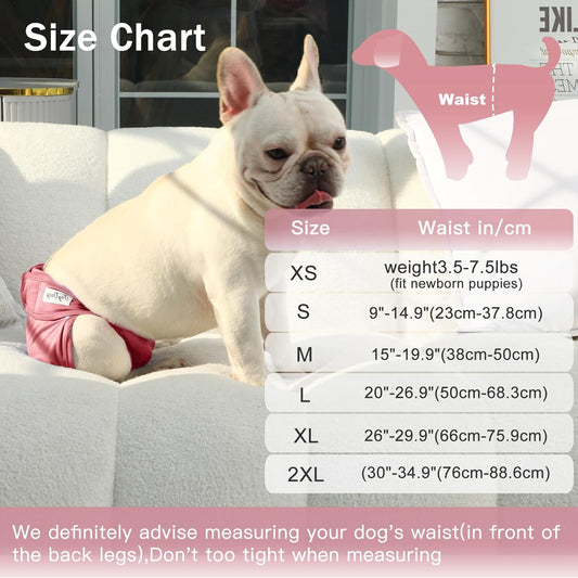 Female Dog Diapers for Medium Dogs,4 Pack Reusable Washable Premium Doggie Diapers for Heat,Incontinence,Period Doggy Nappies,L