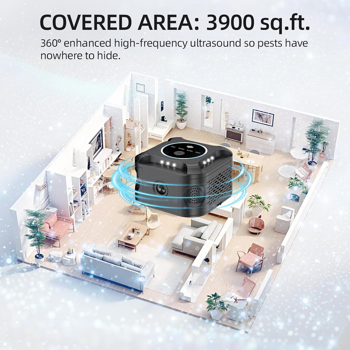 360° Ultrasonic Rodent Repellent Indoor: Upgraded Multi-Mode Mice Pest Repeller with Flashing Lights for Rat Control; Effective Mouse Deterrent for Home, Attic, Garage, Basement & Crawlspace