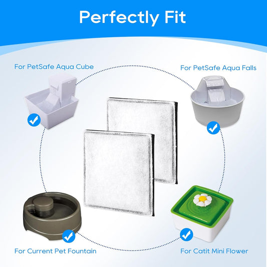 Cat Water Fountain Filter Fit for Premier Pet Fountain Filters Replacement, Pet Fountain Filter Replacement Compatible with Petsafe Aqua Fountain Aqua Cube, Aqua Falls & Current Fountain