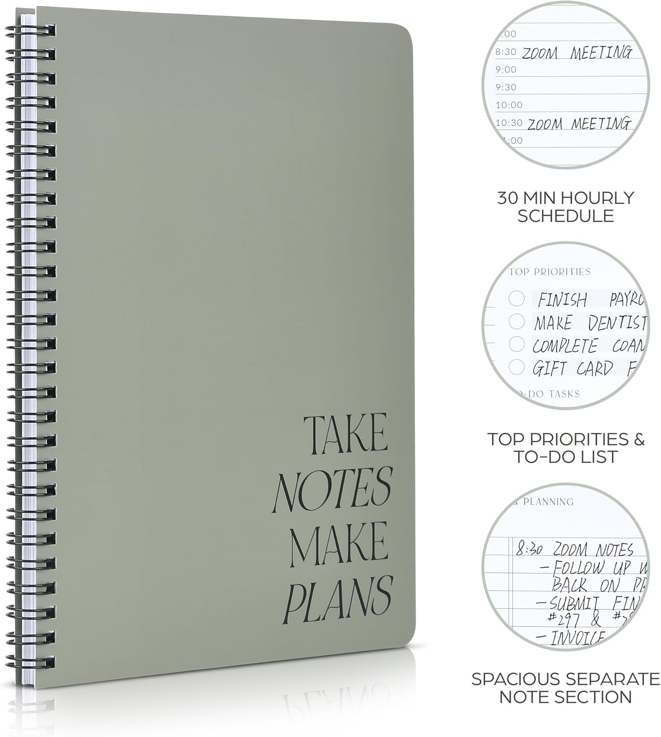 Beautiful Daily Planner And Notebook With Hourly Schedule - Aesthetic Spiral To do List Notepad to Easily Organize Your Work Tasks And Appointments - The Perfect Office Supplies For Women