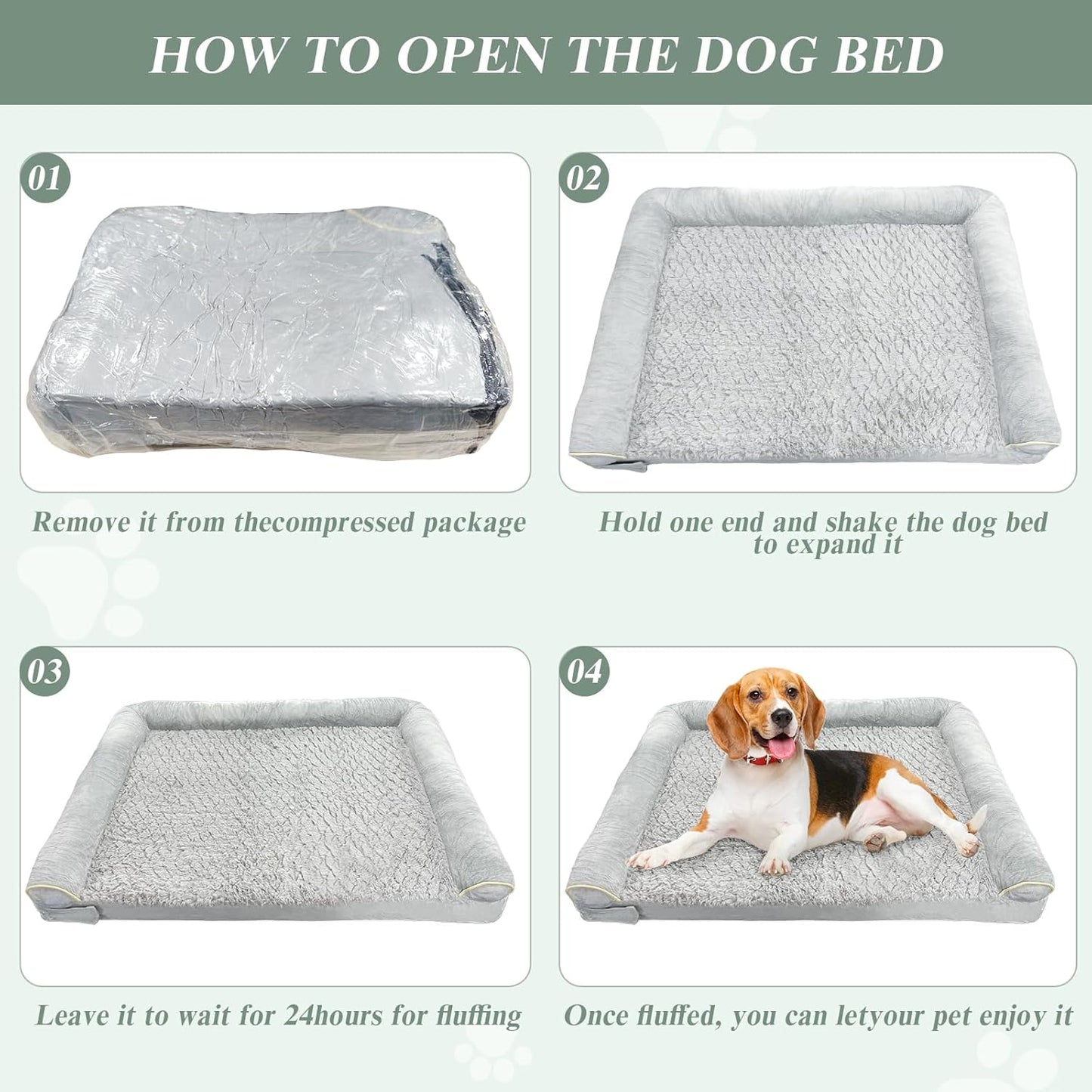 Orthopedic Dog Bed, Extra Large with Memory Foam, Waterproof & Washable Cover (36 in, Grey)