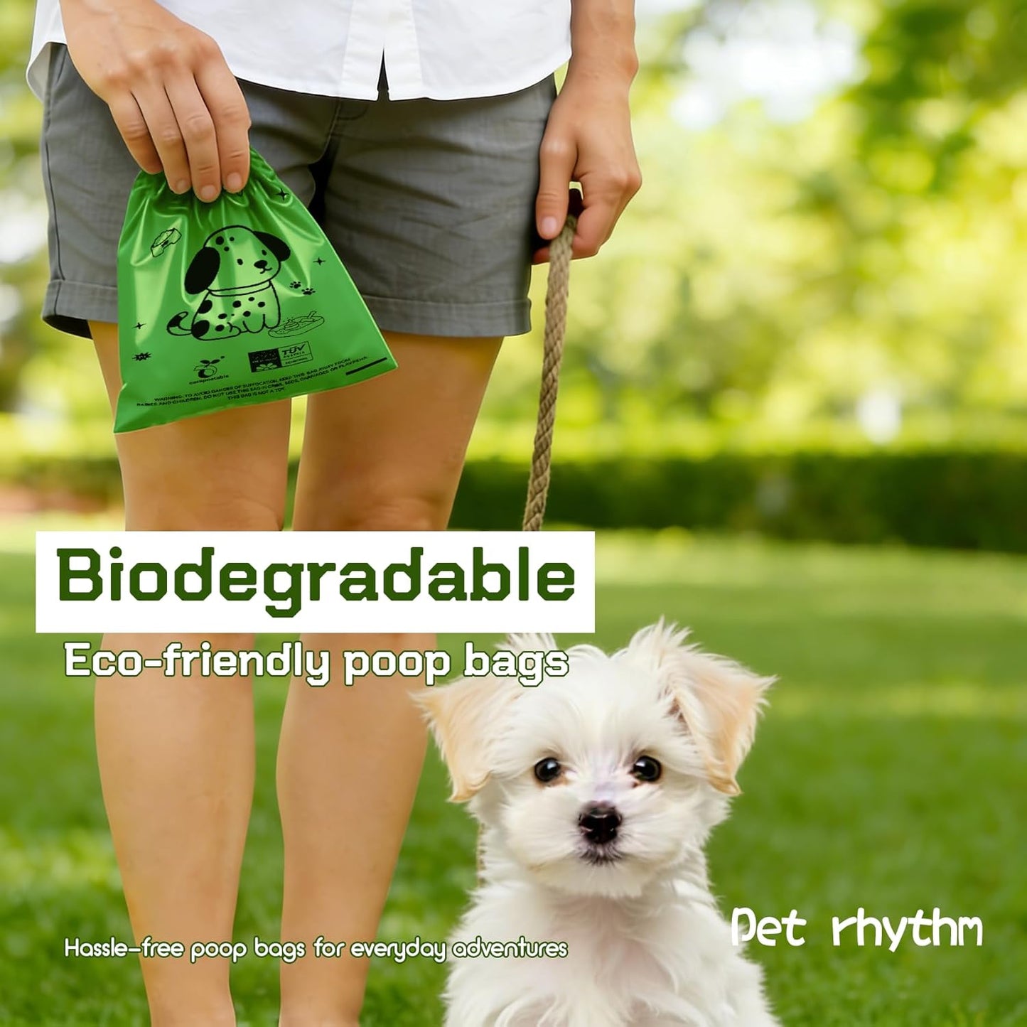Dog Poop Bags Rolls-Biodegradable dog poop bags, Compostable Dog Waste Bags, ASTM D6400 & EN 13432 Compliant BPI Certified Pet Waste Bags. Earth Friendly 120 waste bag including dispenser