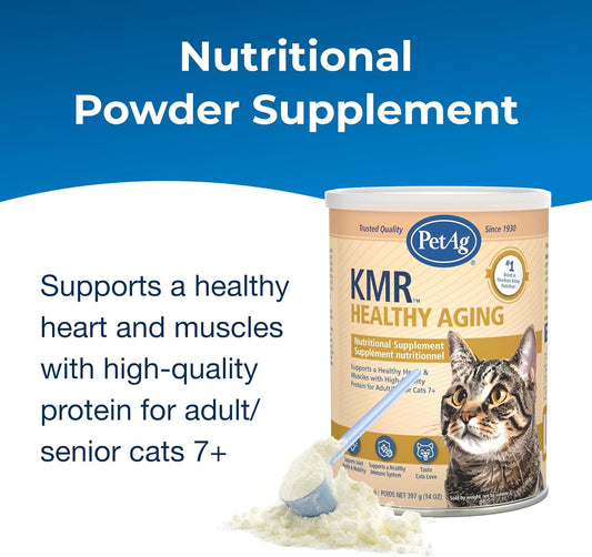 PetAg KMR Healthy Aging - 14 oz - Supports a Healthy Heart & Muscles with Protein for Adult/Senior Cats 7+ - Easy to Use