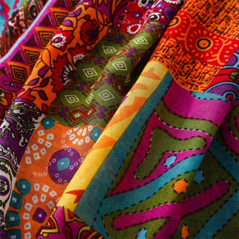 WZX Boho Scarf for Women Lightweight Floral Printed Scarves Fashion Shawl Wraps for All Season