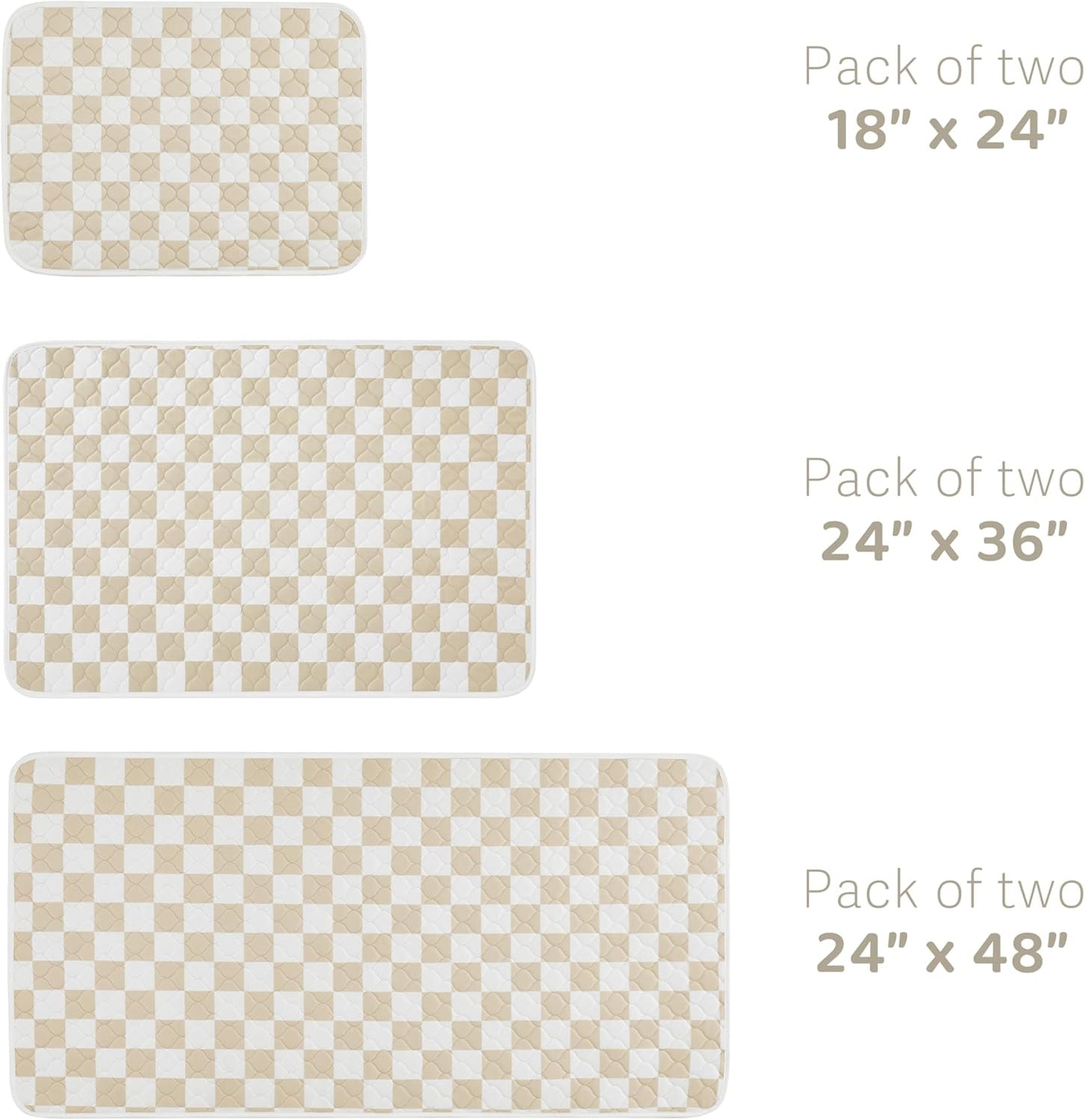 Ralxion 2 Pack Beige Checkered Washable Pee Pads for Dogs, Checkered Reusable Dog Pee Pads, for Puppy Playpen, Crate, Whelping Box, Potty Training, Cute Aesthetic Absorbency, Leak-Proof Non-Slip