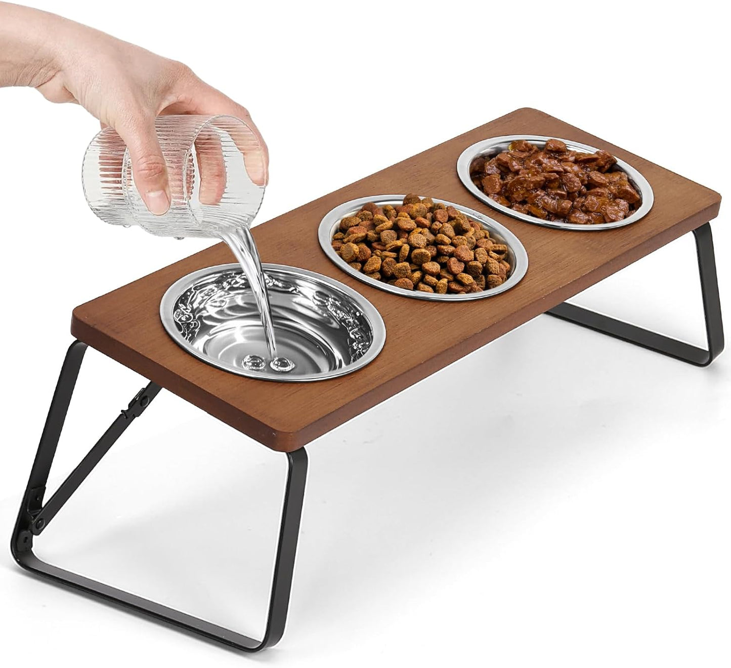 Elevated Cat Bowls, 10° Tilted Stand Anti Vomiting Raise Cat Bowl for Food and Water, 3 Stainless Steel Bowls for Indoor Cats, Kitten and Puppy