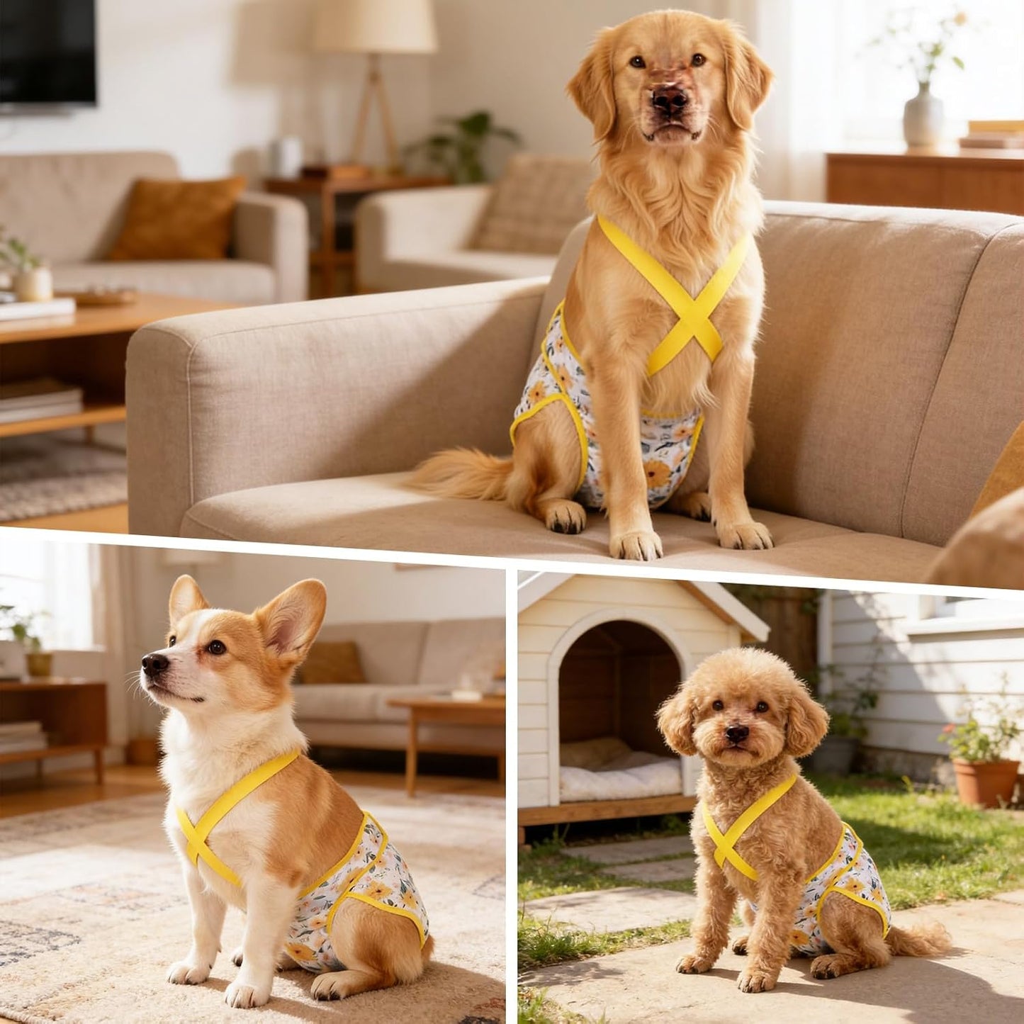Female Dog Diapers 3 Pack Washable Dog Diapers Female Dog Diaper That Stay on Dog Diaper Female with Suspenders Reusable Doggie Diapers for Incontinence and Puppy Training(xs for Puppies)