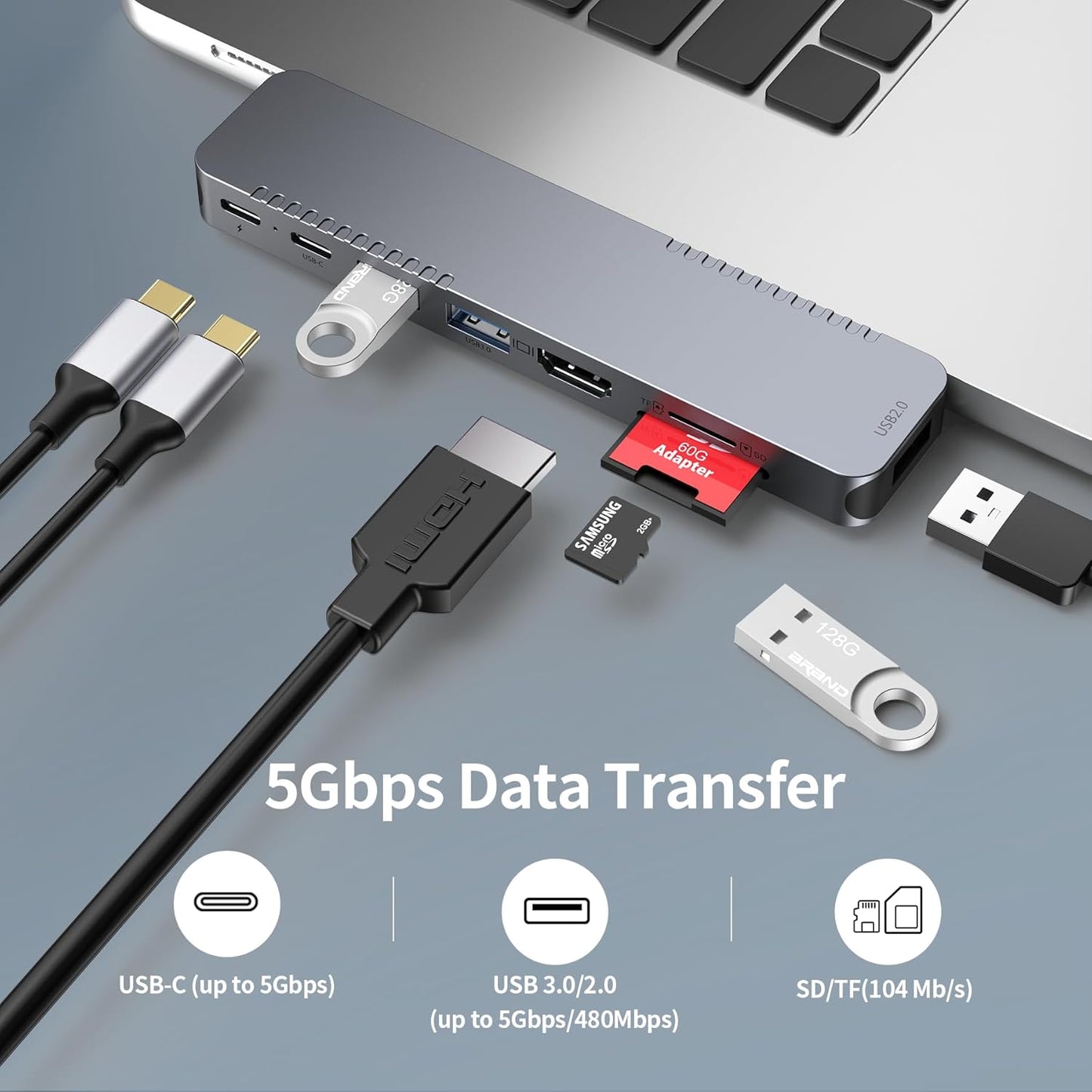 M82 USB C Hub Adapter for MacBook Pro Air Docking Station 8-in-2 for Mac Book Accessories Dongle 4K@30Hz HDMI, Thunderbolt 4/3, USB 3.0, SD/TF, USBC Dock Multiport Adapter für Mac M5 M4 M3 M2 M1