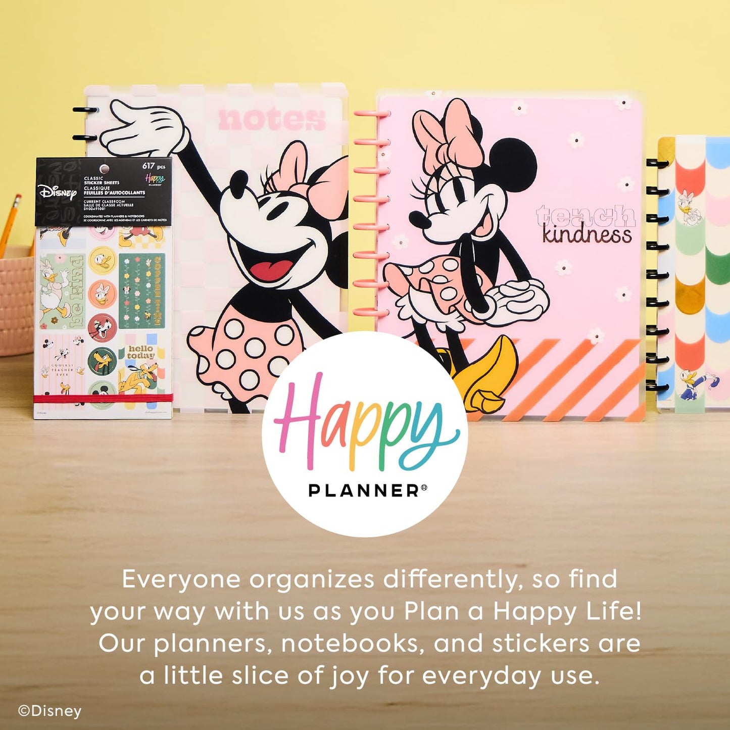 Happy Planner Disney Daily Notebook for Office, School or Journaling, Disc-Bound Notebook, Big Size, 60 Dot-Lined Pages, Minnie Mouse Theme, Current Classroom