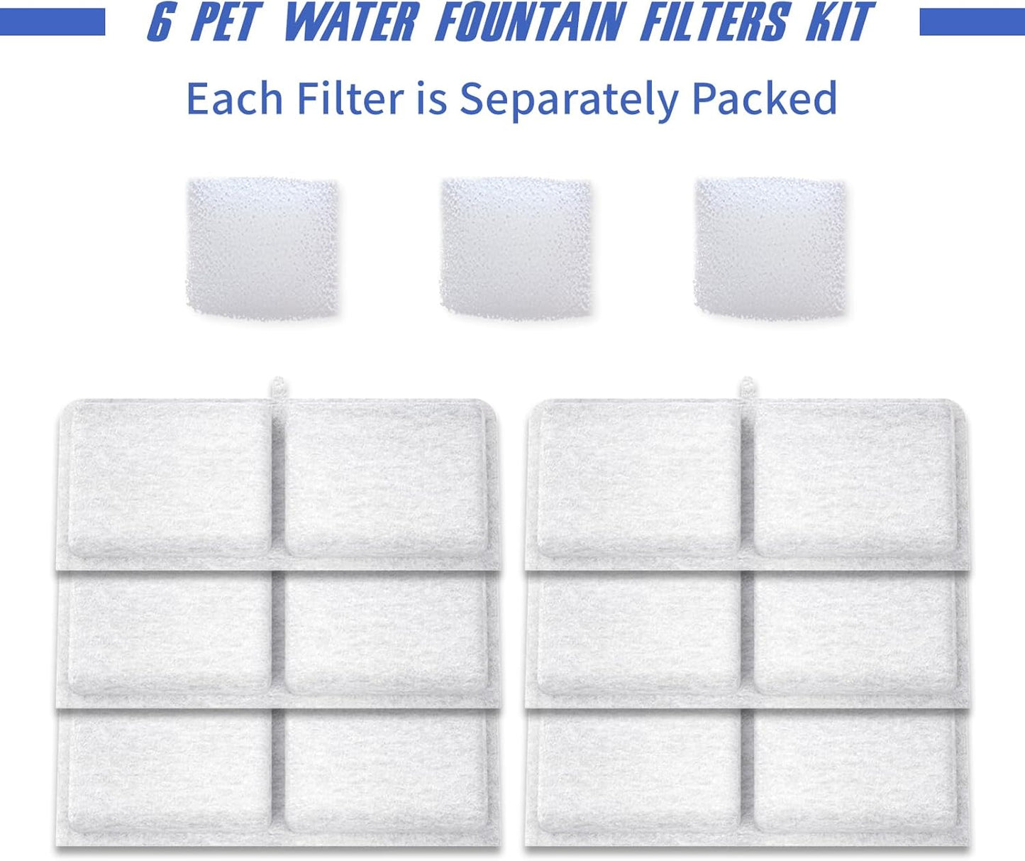 Stainless Steel Cat Water Fountain Filter 6pcs
