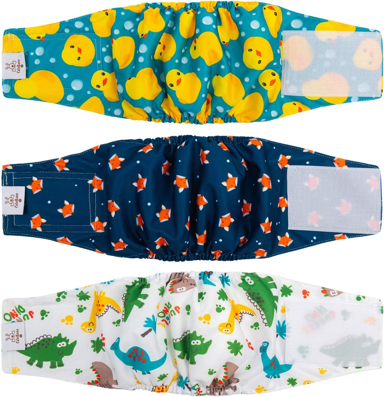 CuteBone Belly Wrap Male Dog Washable Puppy Diapers Reusable Doggie Diapers Small 3pcs a Pack DM02S