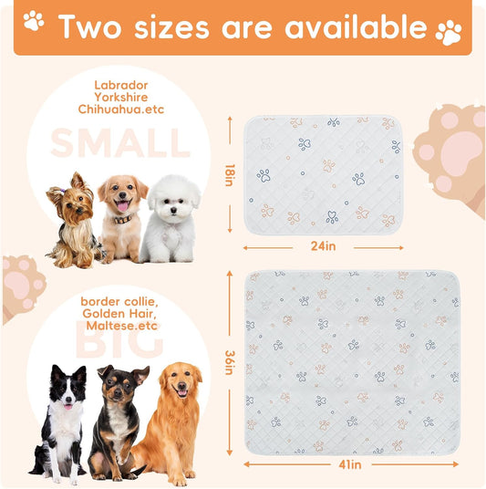 Washable Pee Pads for Dogs 2 Packs Reusable Absorbent Leackproof Puppy Pads Non-Slip for Puppy Playpen, Crate, Whelping Box, Potty Training 18x24