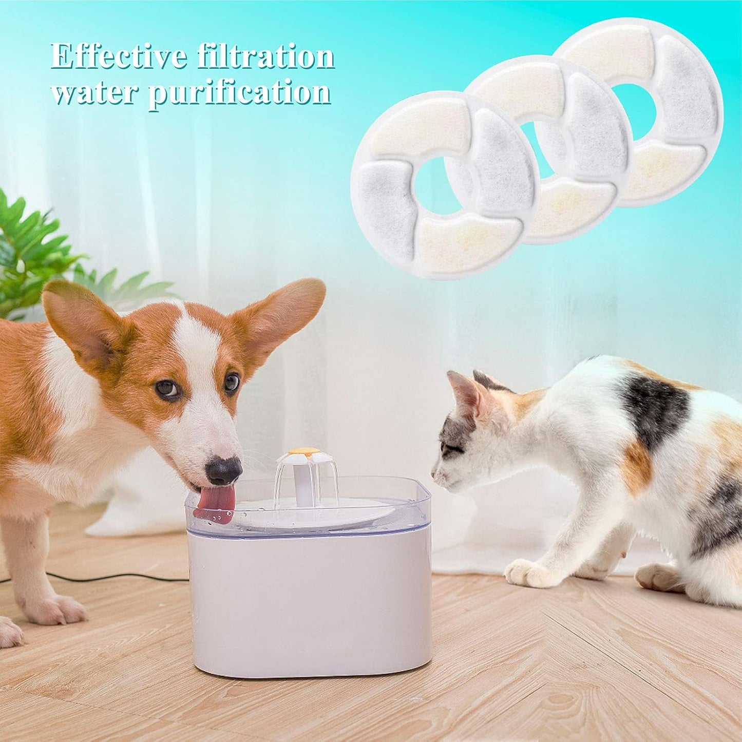 Cat Water Fountain Filters, 5 inch, Dog Fountain Activated Carbon Filters Replacement, Compatible with Cats and Dogs Automatic Water Dispenser (10Pcs)