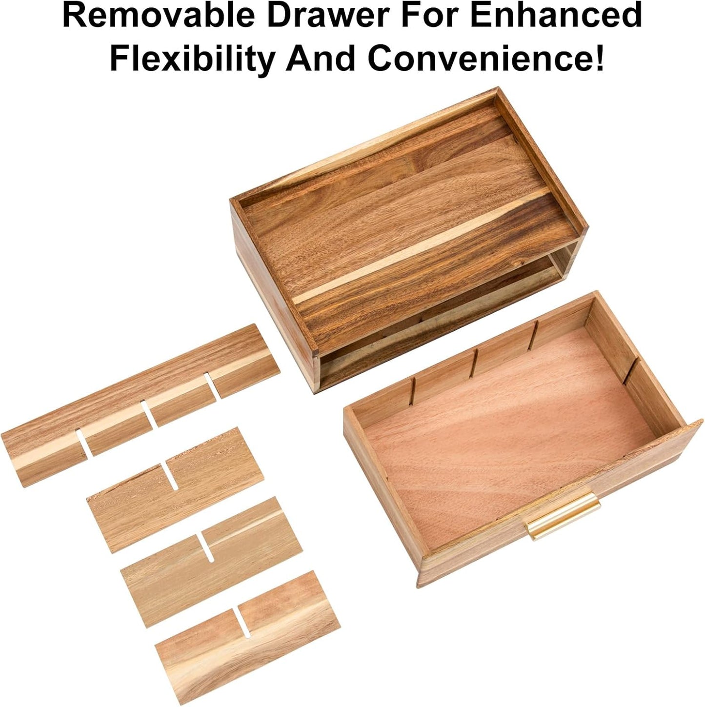 Tea Bag Organizer, Wood Tea Organizers and Storage Box, Tea Bag Holder Station Caddy Container for Countertop, Tea Accessories Gift Box with Drawer