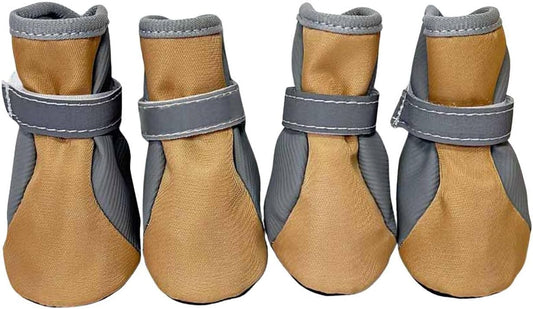 Waterproof Dog Shoes for Winter Rainy Snowy Day,Outdoor Pet Booties & Paw Protectors with Reflective Strip Anti-Slip Sole for Small Medium Dogs_#2(Brown)