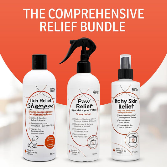 Dog Itch Relief Shampoo by EnviroFresh, Skin Relief Spray, Paw Relief Lotion for Dogs & Pets, Natural, Sensitive Skin, Anti Itch for Dogs
