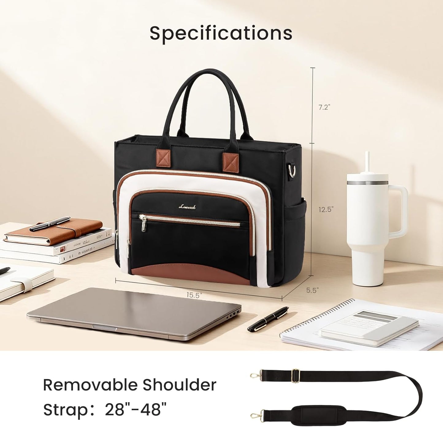 LOVEVOOK Teacher Tote Bag for Women,Laptop bag with Large Cup Holder,Work bag with Accordion File Organizer Pocket,Multi-Pockets Professional Diaper Bag Nurse Bag,Handbag Purse for Work,College,Daily