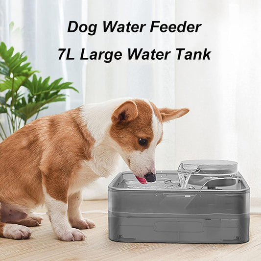 Dual-Tier Pet Fountain, Automatic Dog/Cat Water Fountain with Large Capacity, Pet Water Dispenser Drinking Water for Cats Dogs Multiple Animals,Gray