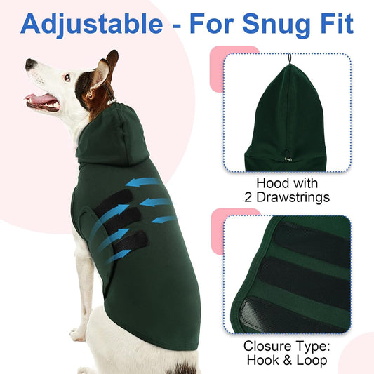 Anxiety Vest for Small Dogs-S | Anxiety Shirt with Hood Ear Cover,Sleeveless Lightweight Calming Vest for Strangers,Storm,Travel,Breathable for All-Seasons (DarkGreen)