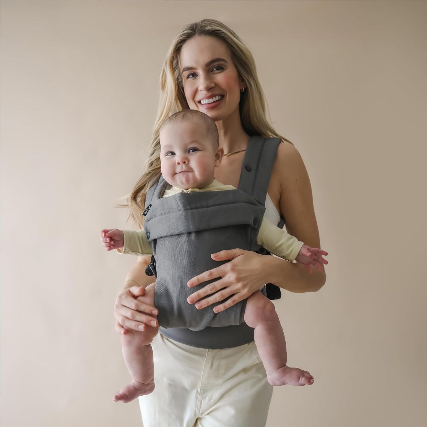 Boba Auri Baby Carrier Newborn to Toddler - 100% Cotton Premium Newborn Carrier, 3 Ergonomic Positions (Front in/Front Out/Back), “M”-Position Baby Carriers with Adjustable Seat (7-45 lbs) - Gray