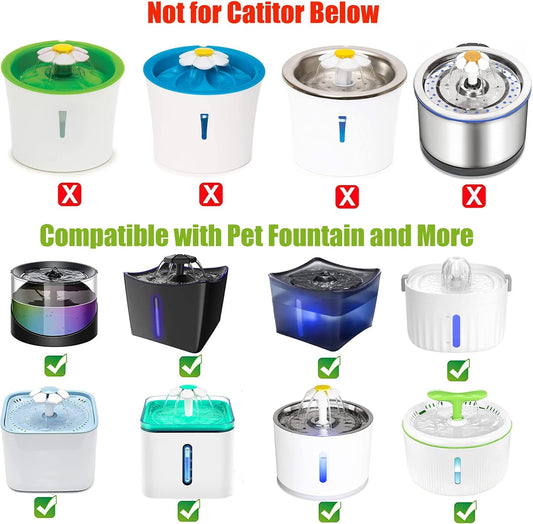 Cat Water Fountain Filters, 5 inch, Dog Fountain Activated Carbon Filters Replacement, Compatible with Cats and Dogs Automatic Water Dispenser (10Pcs)