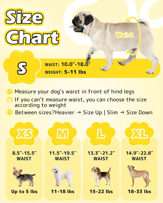 Dono Dog Diapers Female, Disposable Full Wrap with Stretchy Waist, 360° Leak-Proof, Absorbent, Heat Period Doggie Diapers for Small and Large Dogs for Heat, 14 PCS