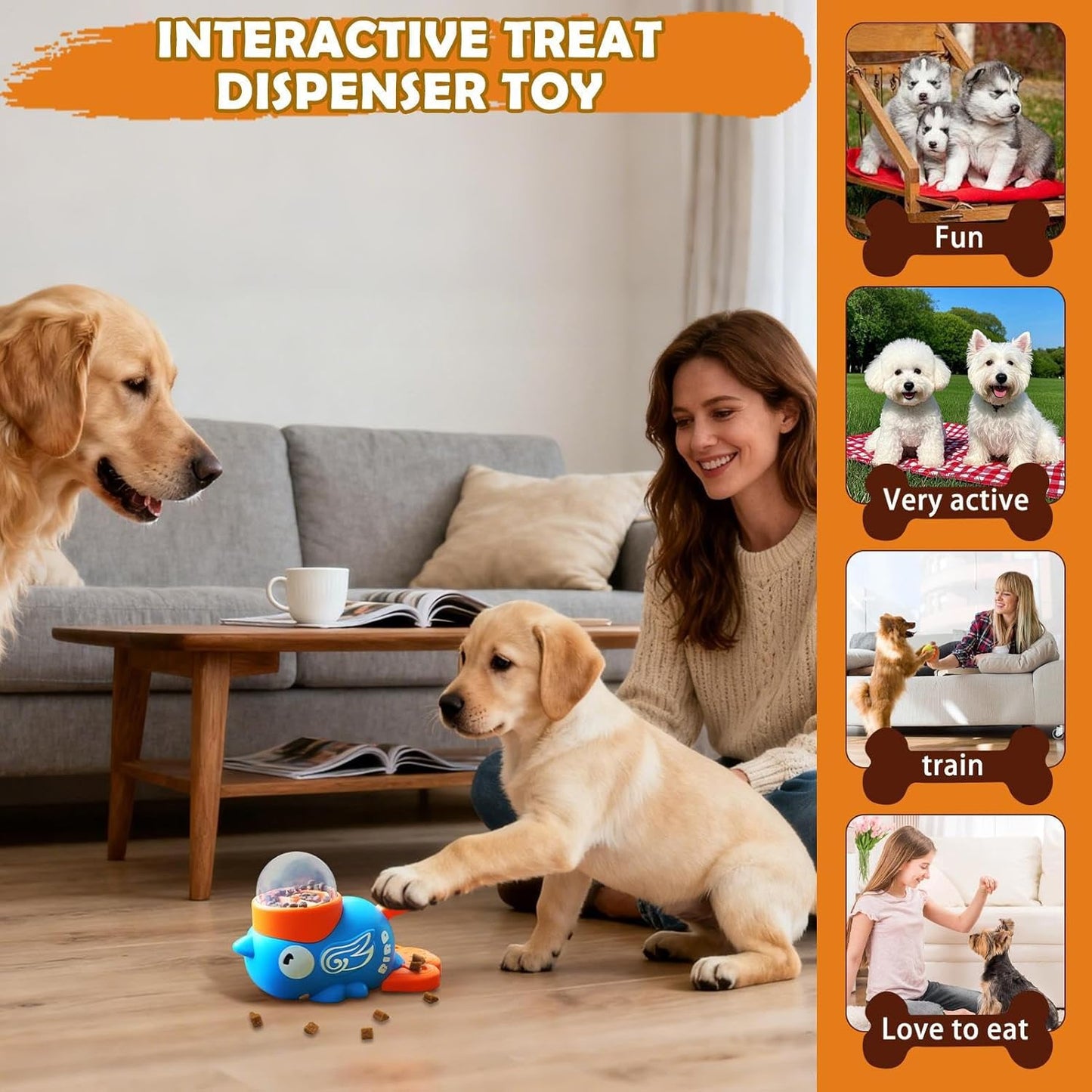 Treat Dispensing Dog Toys - Anti Gulping Duck Shape Slow Feeder,Dog Food Treat Feeding Dispenser - for Puppy Kitten Small Medium Breed Training Boredom Travel Home Indoor